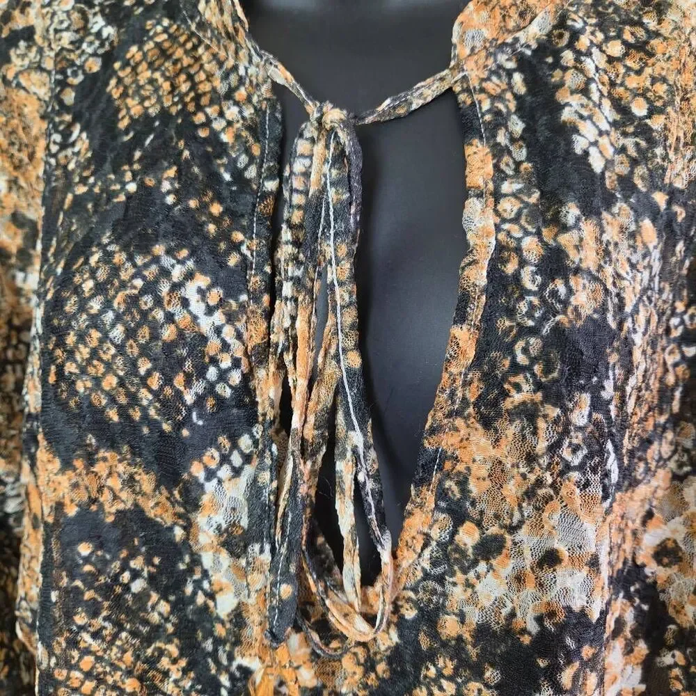 Free People Out For The Night Sheer Snakeskin Top
